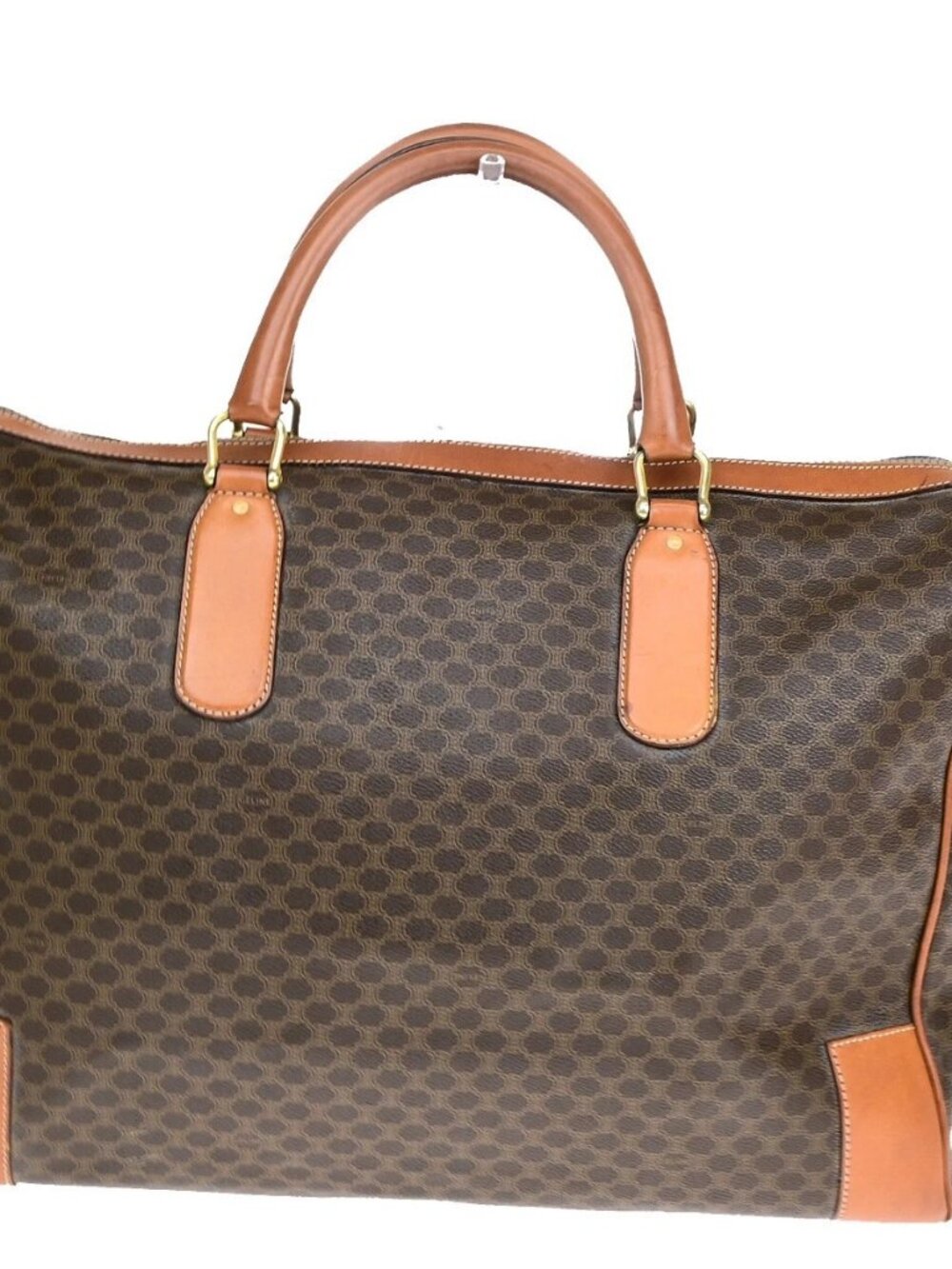 CELINE Logo Macadam Pattern Travel Hand Bag PVC Leather Brown GHW Italy 65YF574 - Picture 3 of 16
